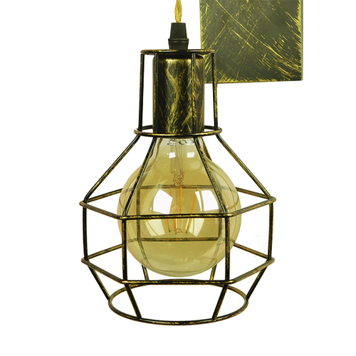 GLOBOSTAR® RYDON 01659 Vintage Φωτιστικό Τοίχου - Απλίκα με Ντουί 1 x E27 AC 220-240V IP20 - Μπρούτζινο Εφέ Σκουριάς - Μ15 x Π24 x Υ70cm