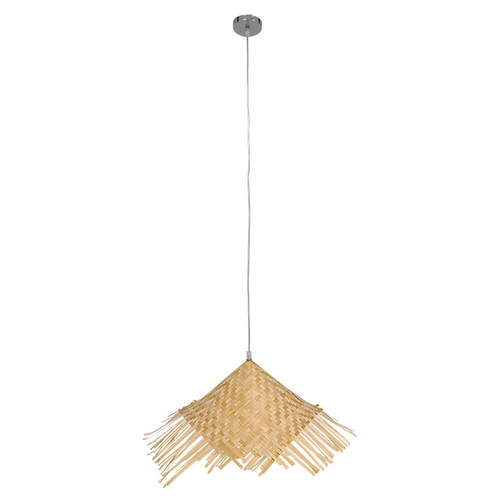 GLOBOSTAR® RICEHAT 01666 Boho Κρεμαστό Φωτιστικό Οροφής με Ντουί 1 x E27 AC 220-240V IP20 - Μπεζ - Μ70 x Π70 x Y25cm