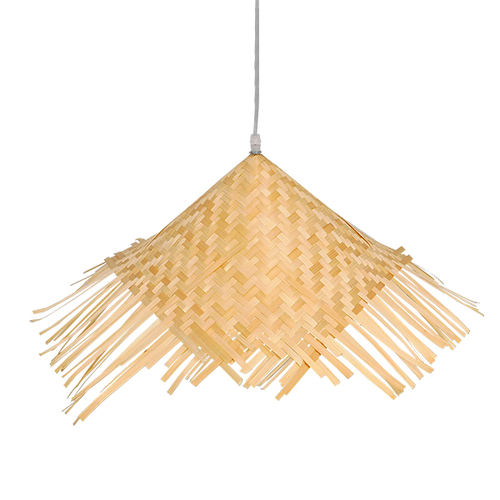 GLOBOSTAR® RICEHAT 01666 Boho Κρεμαστό Φωτιστικό Οροφής με Ντουί 1 x E27 AC 220-240V IP20 - Μπεζ - Μ70 x Π70 x Y25cm