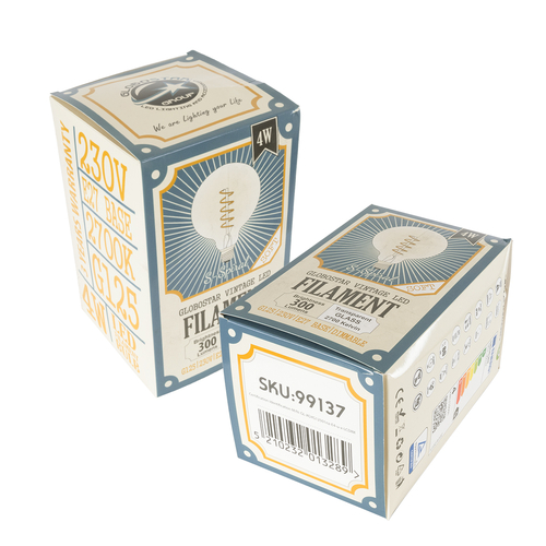 GLOBOSTAR® BUBBLE 99137 Λάμπα E27 G125 LED 4W 300lm 360° AC 220-240V IP20 Θερμό Λευκό 2700K Dimmable - Soft S Spiral Filament Chip - Διάφανο - Μ12.5 x Π12.5 x Υ18cm - 3 Χρόνια Εγγύηση