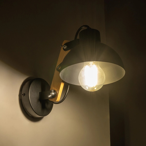 GLOBOSTAR® GRANT 00902 Μοντέρνο Φωτιστικό Τοίχου - Απλίκα με Ντουί 1 x E27 AC 220-240V IP20 - Μαύρο & Μπεζ - Μ15 x Π23 x Υ22cm