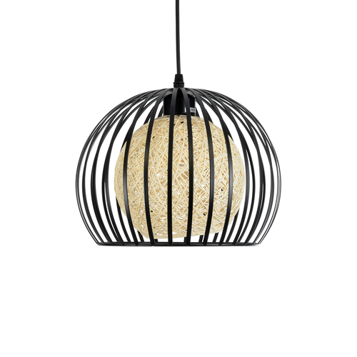 GLOBOSTAR® CARTER 00960 Μοντέρνο Κρεμαστό Φωτιστικό Οροφής με Ντουί 1 x E27 AC 220-240V IP20 - Μαύρο & Μπεζ - Μ28 x Π28 x Υ23cm