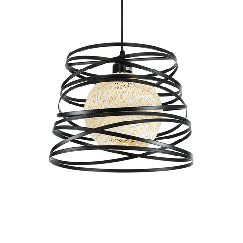 GLOBOSTAR® CARTER 00961 Μοντέρνο Κρεμαστό Φωτιστικό Οροφής με Ντουί 1 x E27 AC 220-240V IP20 - Μαύρο & Μπεζ - Μ32 x Π32 x Υ25cm