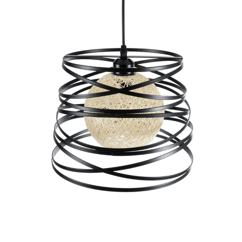 GLOBOSTAR® CARTER 00961 Μοντέρνο Κρεμαστό Φωτιστικό Οροφής με Ντουί 1 x E27 AC 220-240V IP20 - Μαύρο & Μπεζ - Μ32 x Π32 x Υ25cm