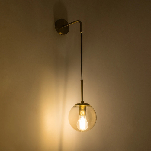 GLOBOSTAR® MADISON 01427 Μοντέρνο Φωτιστικό Τοίχου - Απλίκα με Ντουί 1 x E27 AC 220-240V IP20 - Χρυσό & Μελί - Μ15 x Π25 x Υ65cm