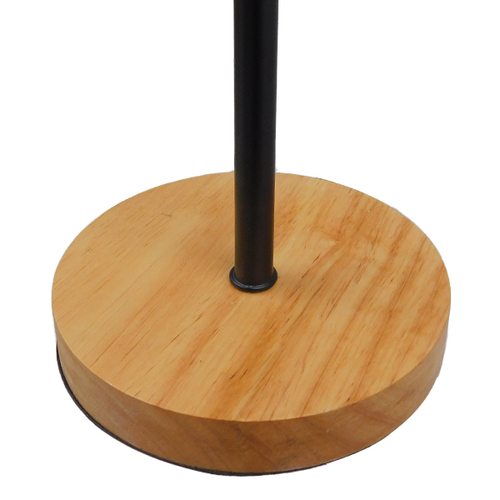 GloboStar® HONOR SQUARE 01435 Μοντέρνο Επιτραπέζιο Φωτιστικό Πορτατίφ Μονόφωτο 1 x E27 IP20 Μαύρο Μέταλλο με Μπεζ Ξύλο - Μ20 x Π20 x Υ42cm