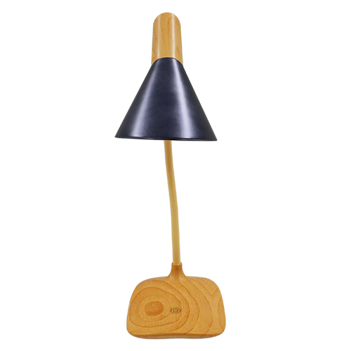 GloboStar® DRAPER 01437 Επιτραπέζιο Φωτιστικό Πορτατίφ LED 6W 500lm 360° DC 5V IP20 Φυσικό Λευκό 4500K Dimmable Μπεζ Ξύλο με Μαύρο Μέταλλο - Μ10 x Π14 x Υ33cm - 2 Xρόνια Εγγύηση