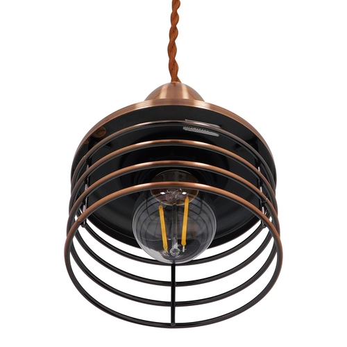 GLOBOSTAR® MANHATTAN 01453 Μοντέρνο Κρεμαστό Φωτιστικό Οροφής με Ντουί 1 x E27 AC 220-240V IP20 - Χάλκινο - Μ11 x Π11 x Υ14cm