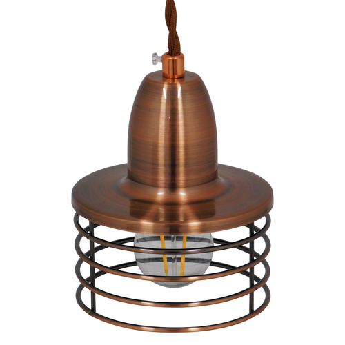 GLOBOSTAR® MANHATTAN 01453 Μοντέρνο Κρεμαστό Φωτιστικό Οροφής με Ντουί 1 x E27 AC 220-240V IP20 - Χάλκινο - Μ11 x Π11 x Υ14cm