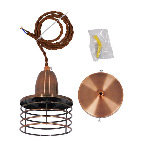 GLOBOSTAR® MANHATTAN 01453 Μοντέρνο Κρεμαστό Φωτιστικό Οροφής με Ντουί 1 x E27 AC 220-240V IP20 - Χάλκινο - Μ11 x Π11 x Υ14cm