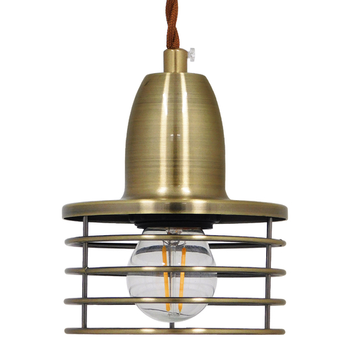 GLOBOSTAR® MANHATTAN 01455 Μοντέρνο Κρεμαστό Φωτιστικό Οροφής με Ντουί 1 x E27 AC 220-240V IP20 - Μπρούτζινο - Μ11 x Π11 x Υ14cm