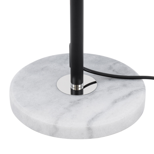 GloboStar® VERSAILLES 01540 Μοντέρνο Επιδαπέδιο Φωτιστικό Μονόφωτο 1 x E27 IP20 Μαύρο Μέταλλο, Λευκό Γυαλί με Γκρι Μάρμαρο - Μ25 x Π25 x Υ150cm