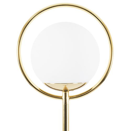 GloboStar® VERSAILLES 01541 Μοντέρνο Επιδαπέδιο Φωτιστικό Μονόφωτο 1 x E27 IP20 Χρυσό Μέταλλο, Λευκό Γυαλί με Γκρι Μάρμαρο - Μ25 x Π25 x Υ150cm