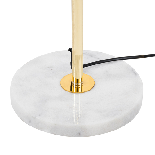 GloboStar® VERSAILLES 01541 Μοντέρνο Επιδαπέδιο Φωτιστικό Μονόφωτο 1 x E27 IP20 Χρυσό Μέταλλο, Λευκό Γυαλί με Γκρι Μάρμαρο - Μ25 x Π25 x Υ150cm