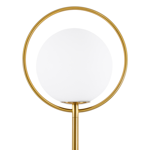 GloboStar® VERSAILLES 01543 Μοντέρνο Επιδαπέδιο Φωτιστικό Μονόφωτο 1 x E27 IP20 Χρυσό Μέταλλο, Λευκό Γυαλί με Γκρι Μάρμαρο - Μ35 x Π35 x Υ170cm