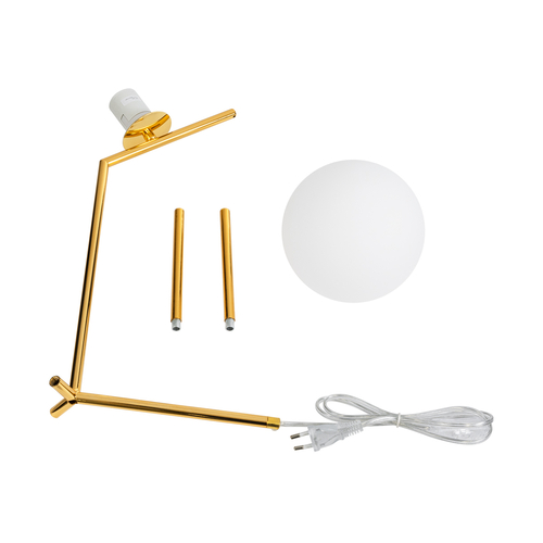 GLOBOSTAR® ELFIS 01551 Μοντέρνο Επιτραπέζιο Φωτιστικό Πορτατίφ με Ντουί 1 x E27 AC 220-240V IP20 - Χρυσό & Λευκό - Μ15 x Π15 x Υ53cm