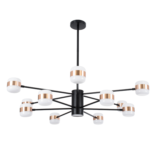 GLOBOSTAR® ORNATE 01553 Μοντέρνο Φωτιστικό Οροφής LED 104W 8320lm 360° AC 220-240V IP20 Φυσικό Λευκό 4500K - Lumileds SMD Chip - Μαύρο & Χάλκινο - Μ65 x Π65 x Υ70cm - 2 Χρόνια Εγγύηση