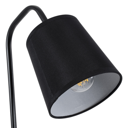 GloboStar® BARNABY 01573 Μοντέρνο Επιτραπέζιο Φωτιστικό Πορτατίφ Μονόφωτο 1 x E27 IP20 Μαύρο Μέταλλο, Μπεζ Ξύλο με Μαύρο Ύφασμα - Μ15 x Π33 x Υ48cm