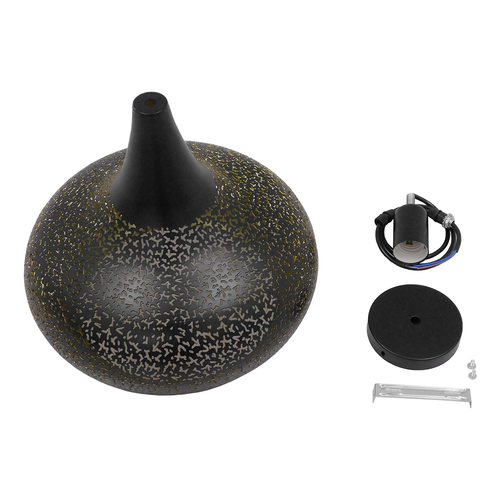 GLOBOSTAR® JANIS 01590 Μοντέρνο Κρεμαστό Φωτιστικό Οροφής με Ντουί 1 x E27 AC 220-240V IP20 - Μαύρο & Χρυσό - Μ30 x Π30 x Υ30cm