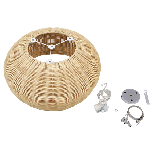 GLOBOSTAR® DE LA MER 01624 Boho Κρεμαστό Φωτιστικό Οροφής με Ντουί 3 x E27 AC 220-240V IP20 - Μπεζ - Μ45 x Π45 x Υ24cm