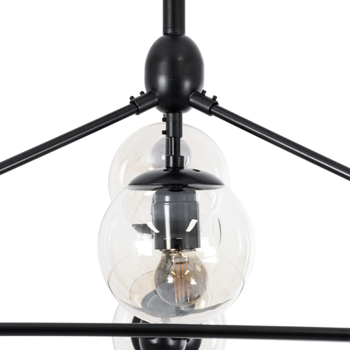 GLOBOSTAR® SENTINEL 01636 Μοντέρνο Φωτιστικό Οροφής με Ντουί 10 x E27 AC 220-240V IP20 - Μαύρο & Διάφανο - Μ105 x Π80 x Υ90cm