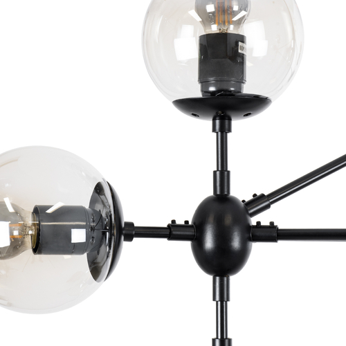 GLOBOSTAR® SENTINEL 01636 Μοντέρνο Φωτιστικό Οροφής με Ντουί 10 x E27 AC 220-240V IP20 - Μαύρο & Διάφανο - Μ105 x Π80 x Υ90cm