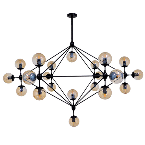 GLOBOSTAR® SENTINEL 01638 Μοντέρνο Φωτιστικό Οροφής με Ντουί 21 x E27 AC 220-240V IP20 - Μαύρο & Μελί - Μ170 x Π170 x Υ136cm