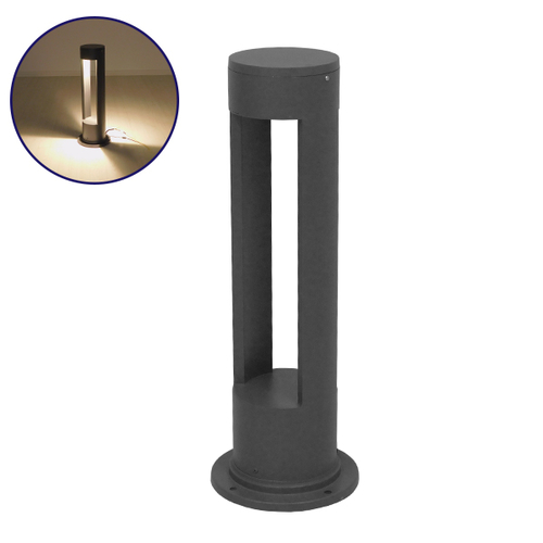 GLOBOSTAR® KIPARIO 12138 Φωτιστικό Κολωνάκι Κήπου LED 15W 1500lm 60° AC 220-240V Αδιάβροχο IP65 Θερμό Λευκό 2700K - Γκρι Ανθρακί - Μ14 x Π14 x Υ58cm - 3 Χρόνια Εγγύηση