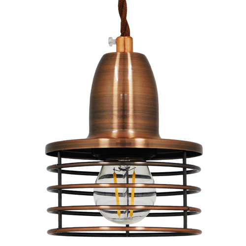 GLOBOSTAR® MANHATTAN 01453 Μοντέρνο Κρεμαστό Φωτιστικό Οροφής με Ντουί 1 x E27 AC 220-240V IP20 - Χάλκινο - Μ11 x Π11 x Υ14cm