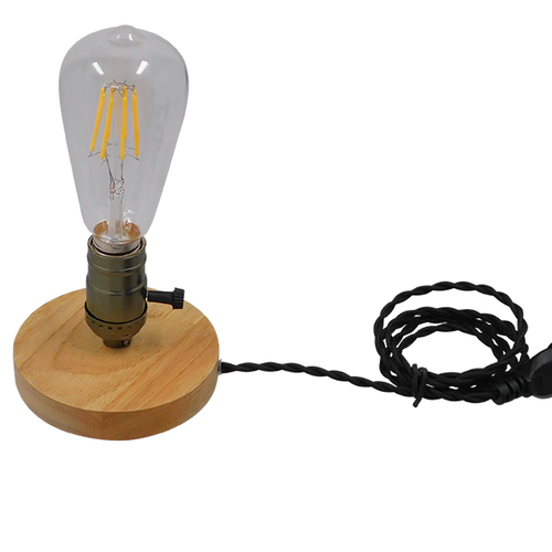 GloboStar® NOX 91048 Μοντέρνο Επιτραπέζιο Φωτιστικό Πορτατίφ Μονόφωτο 1 x E27 IP20 Μπεζ Ξύλο με Μπρούτζινο Μέταλλο - Μ12 x Π12 x Υ10.6cm