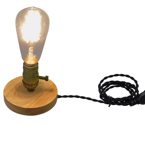 GloboStar® NOX 91048 Μοντέρνο Επιτραπέζιο Φωτιστικό Πορτατίφ Μονόφωτο 1 x E27 IP20 Μπεζ Ξύλο με Μπρούτζινο Μέταλλο - Μ12 x Π12 x Υ10.6cm