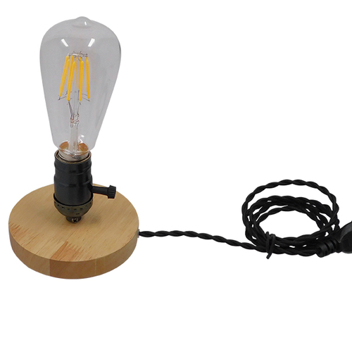 GloboStar® NOX 91049 Μοντέρνο Επιτραπέζιο Φωτιστικό Πορτατίφ Μονόφωτο 1 x E27 IP20 Μπεζ Ξύλο με Μαύρο Μέταλλο - Μ12 x Π12 x Υ10.6cm