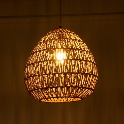 GLOBOSTAR® JJENSON 00911 Boho Κρεμαστό Φωτιστικό Οροφής με Ντουί 1 x E27 AC 220-240V IP20 - Μπεζ - Μ35 x Π35 x Υ35cm