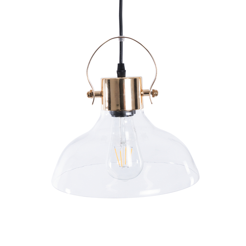 GLOBOSTAR® JAVER 00933 Vintage Κρεμαστό Φωτιστικό Οροφής με Ντουί 1 x E27 AC 220-240V IP20 - Διάφανο & Ροζ Χρυσό - Μ24.5 x Π24.5 x Υ25cm
