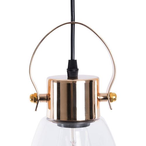 GLOBOSTAR® JAVER 00934 Vintage Κρεμαστό Φωτιστικό Οροφής με Ντουί 1 x E27 AC 220-240V IP20 - Διάφανο & Ροζ Χρυσό - Μ14.5 x Π14.5 x Υ28cm