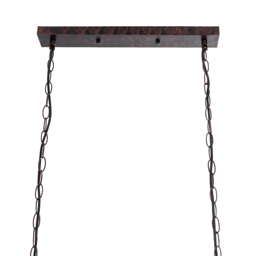 GLOBOSTAR® CLARITY 00963 Vintage Κρεμαστό Φωτιστικό Οροφής με Ντουί 6 x E27 AC 220-240V IP20 - Χάλκινο Εφέ Σκουριάς & Πράσινο - Μ78 x Π25 x Υ22cm