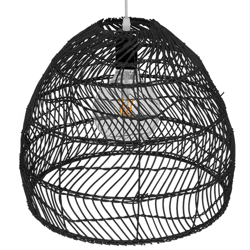 GLOBOSTAR® MALIBU 00969 Boho Κρεμαστό Φωτιστικό Οροφής με Ντουί 1 x E27 AC 220-240V IP20 - Μαύρο - Μ40 x Π40 x Υ35cm