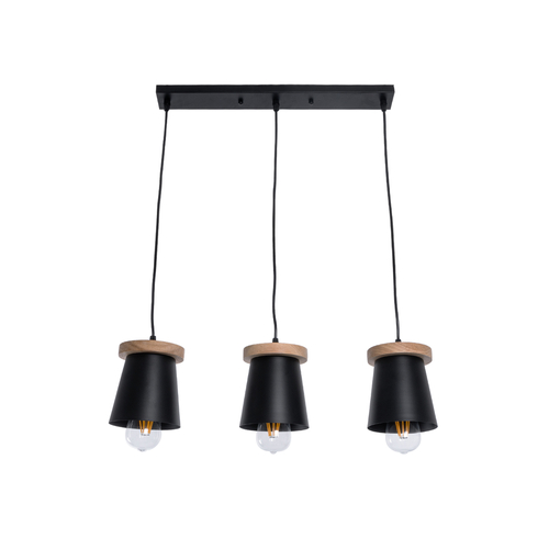 GLOBOSTAR® LANA 01425 Μοντέρνο Κρεμαστό Φωτιστικό Οροφής με Ντουί 3 x E27 AC 220-240V IP20 - Μαύρο & Καφέ - Μ60 x Π13 x Υ18cm