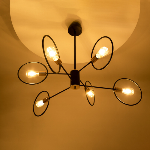 GLOBOSTAR® NEXUS 01446 Μοντέρνο Φωτιστικό Οροφής με Ντουί 6 x E27 AC 220-240V IP20 - Μαύρο & Χάλκινο - Μ105 x Π105 x Υ70cm