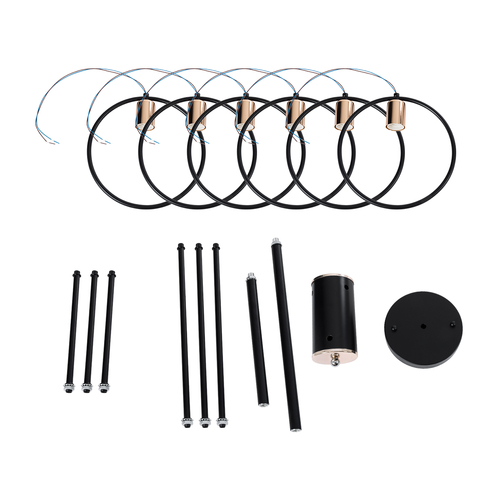 GLOBOSTAR® NEXUS 01446 Μοντέρνο Φωτιστικό Οροφής με Ντουί 6 x E27 AC 220-240V IP20 - Μαύρο & Χάλκινο - Μ105 x Π105 x Υ70cm