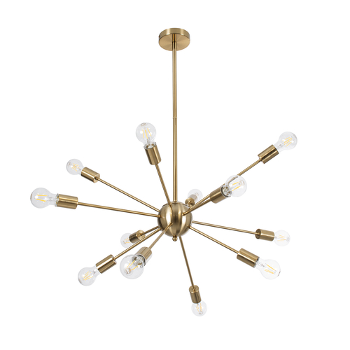 GLOBOSTAR® MILANO 01485 Μοντέρνο Φωτιστικό Οροφής με Ντουί 12 x E27 AC 220-240V IP20 - Χρυσό - Μ80 x Π80 x Υ80cm