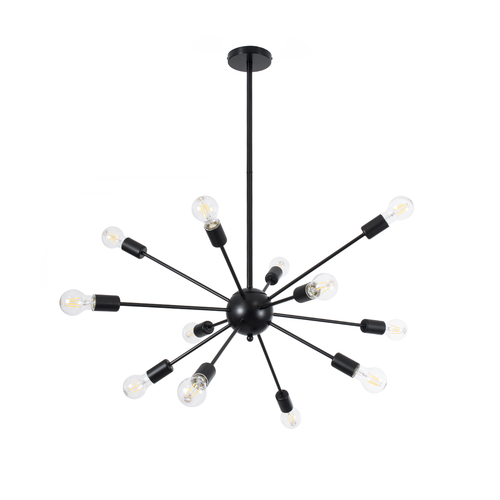 GLOBOSTAR® MILANO 01486 Μοντέρνο Φωτιστικό Οροφής με Ντουί 12 x E27 AC 220-240V IP20 - Μαύρο - Μ80 x Π80 x Υ80cm