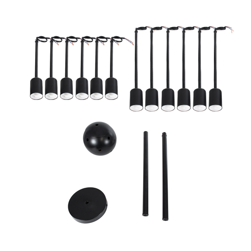 GLOBOSTAR® MILANO 01486 Μοντέρνο Φωτιστικό Οροφής με Ντουί 12 x E27 AC 220-240V IP20 - Μαύρο - Μ80 x Π80 x Υ80cm