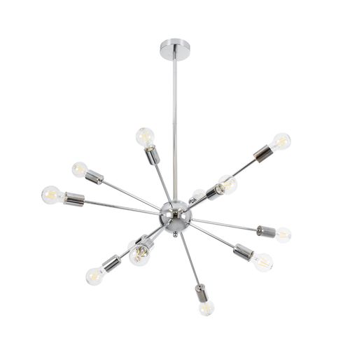 GLOBOSTAR® MILANO 01487 Μοντέρνο Φωτιστικό Οροφής με Ντουί 12 x E27 AC 220-240V IP20 - Ασημί - Μ80 x Π80 x Υ80cm