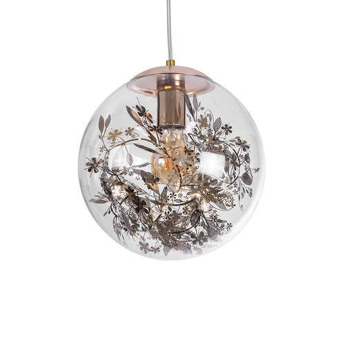 GLOBOSTAR® HARPER 01511 Μοντέρνο Κρεμαστό Φωτιστικό Οροφής με Ντουί 1 x E27 AC 220-240V IP20 - Διάφανο & Χάλκινο - Μ25 x Π25 x Υ30cm