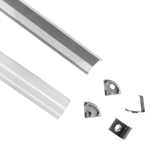 GLOBOSTAR® ALP-CORNER LINEO 70815-1M Επιφανειακό Γωνιακό Προφίλ Αλουμινίου με Λευκό Γαλακτερό Πατητό Κάλυμμα για Ταινίες LED IP20 - Ασημί & Λευκό - Μ100 x Π1.6 x Υ1.6cm