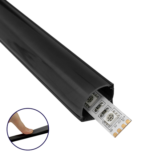 GLOBOSTAR® ALP-CORNER LINEO 70816-3M Επιφανειακό Γωνιακό Προφίλ Αλουμινίου με Μαύρο Φιμέ Πατητό Κάλυμμα για Ταινίες LED IP20 - Μαύρο - Μ300 x Π1.6 x Υ1.6cm - Πακέτο 5 Τεμαχίων