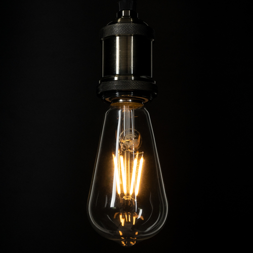 GLOBOSTAR® PEAR 99015 Λάμπα E27 ST64 LED 4W 400lm 360° AC 220-240V IP20 Θερμό Λευκό 2700K Dimmable - Long Filament Chip - Διάφανο - Μ6.4 x Π6.4 x Υ14cm - 3 Χρόνια Εγγύηση