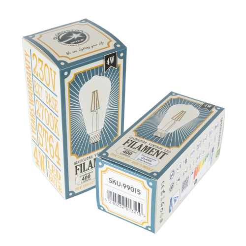 GLOBOSTAR® PEAR 99015 Λάμπα E27 ST64 LED 4W 400lm 360° AC 220-240V IP20 Θερμό Λευκό 2700K Dimmable - Long Filament Chip - Διάφανο - Μ6.4 x Π6.4 x Υ14cm - 3 Χρόνια Εγγύηση