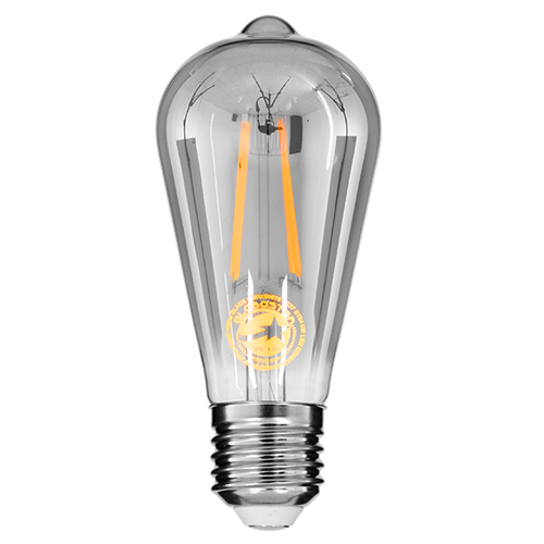 GLOBOSTAR® PEAR 99076 Λάμπα E27 ST64 LED 8W 800lm 360° AC 220-240V IP20 Θερμό Λευκό 2700K Dimmable - Long Filament Chip - Μαύρο Φιμέ - Μ6.4 x Π6.4 x Υ14.5cm - 3 Χρόνια Εγγύηση